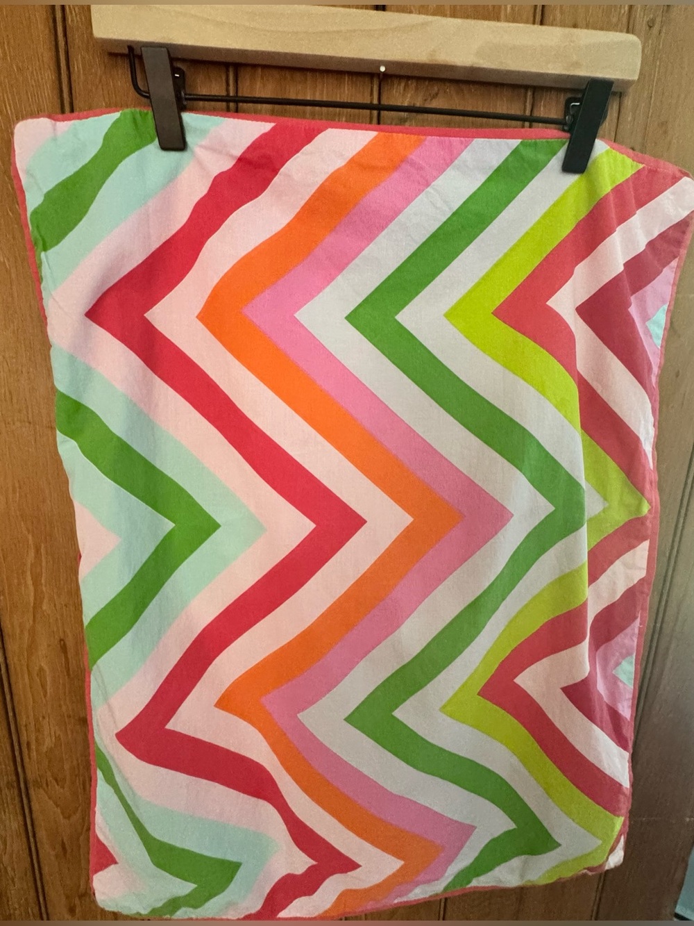 Land of Nod Vibrant Retro Cotton “Watermelon Stripe” duvet & sham twin bedding